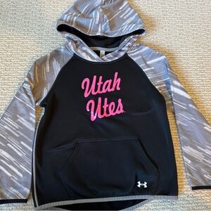 Girls Under Armour Utah Utes Black and Gray Pullover Sweatshirt